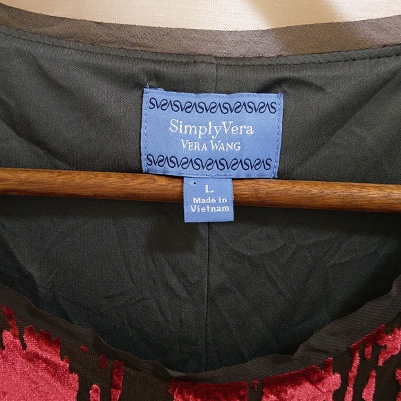 Red Velvet Burnout Mini Dress w/ Black Lining - Sz Large - Picture 5 of 8